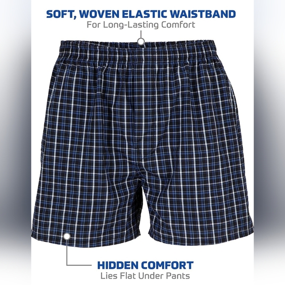 Gildan Men's NIP 5 Pack Black Striped Assorted Woven Boxers Size Medium 32"-34" - Picture 4 of 10